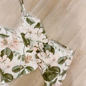 Victoria Secret Floral Satin PJ & Robe Set